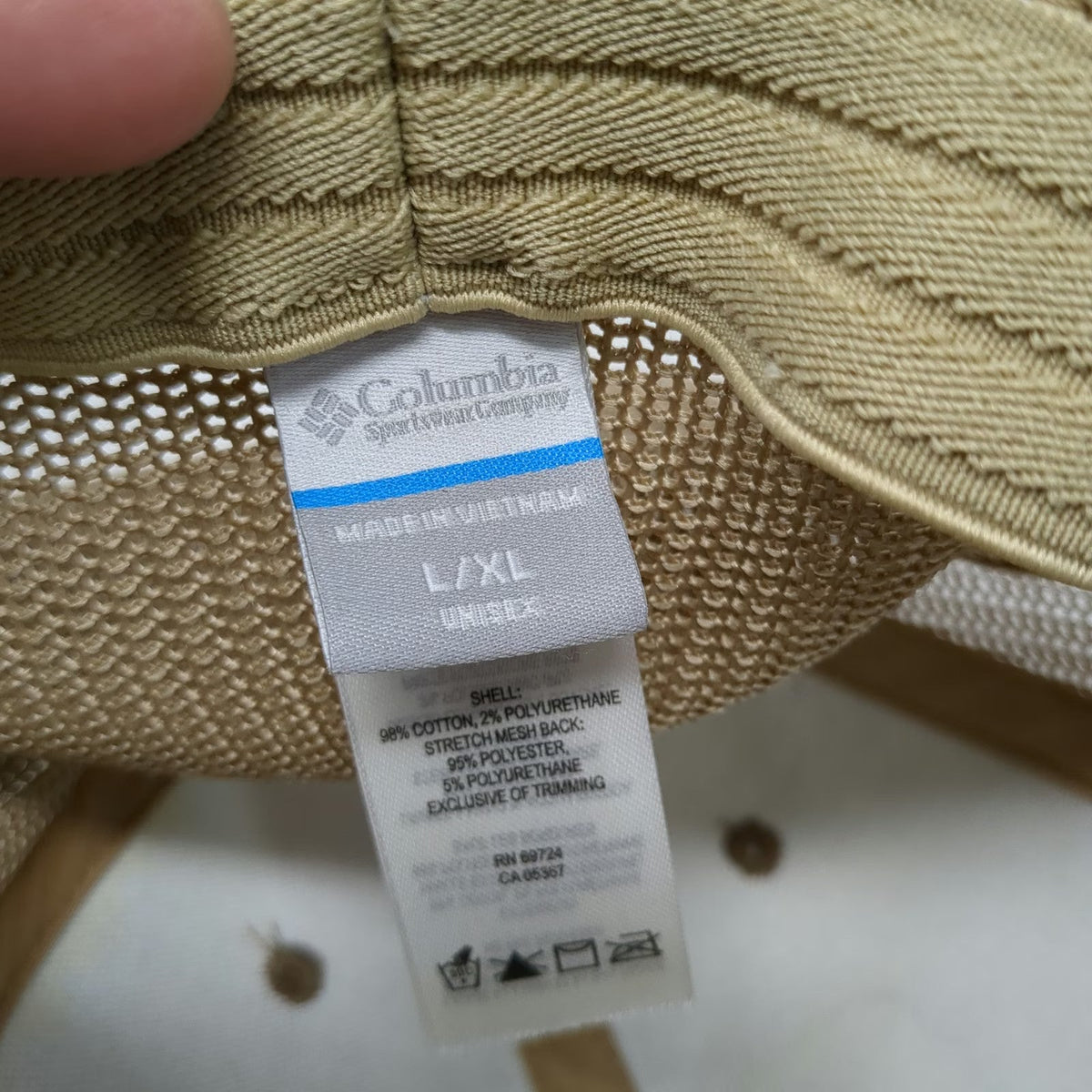 Columbia Baseball Cap Brown XL Mesh Stretch Fit Pine Tree American Flag Hat