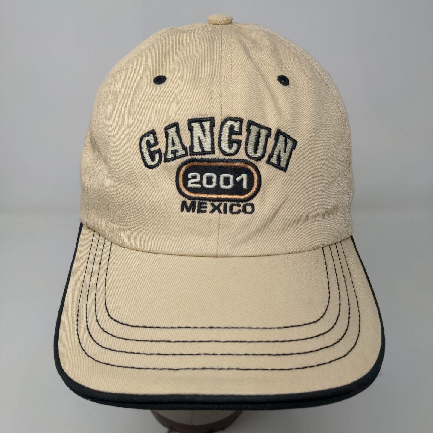 Ahead Men's Strapback Hat Tan Embroidered Cancun Y2K Vintage 2001 Logo