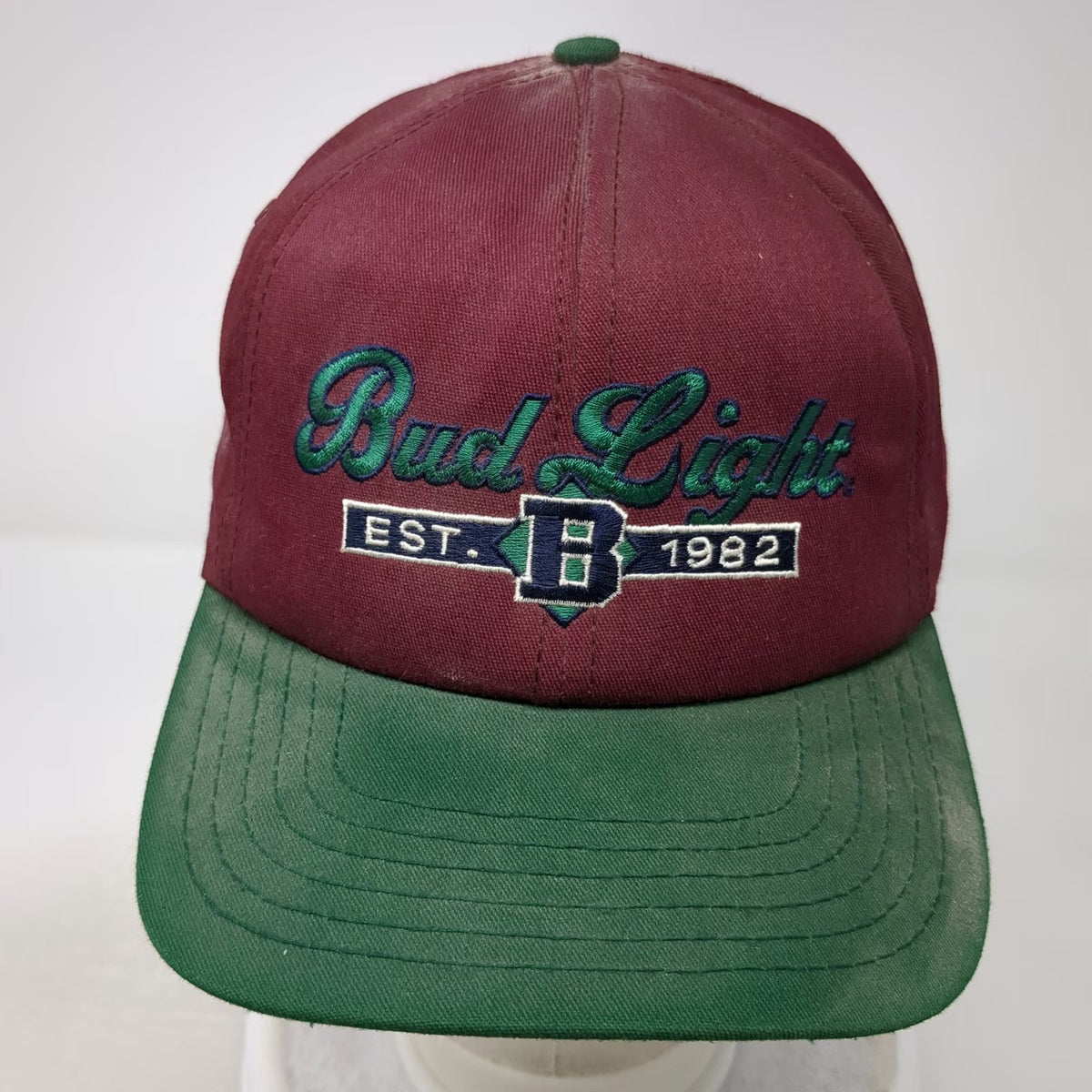 Bud Light Red Green Hat Snapback One Size Beer Logo Embroidered Anheuser Busch