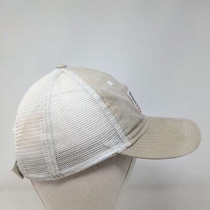 American Flag Strapback Mesh Back Trucker Hat Tan One Size Colorblock