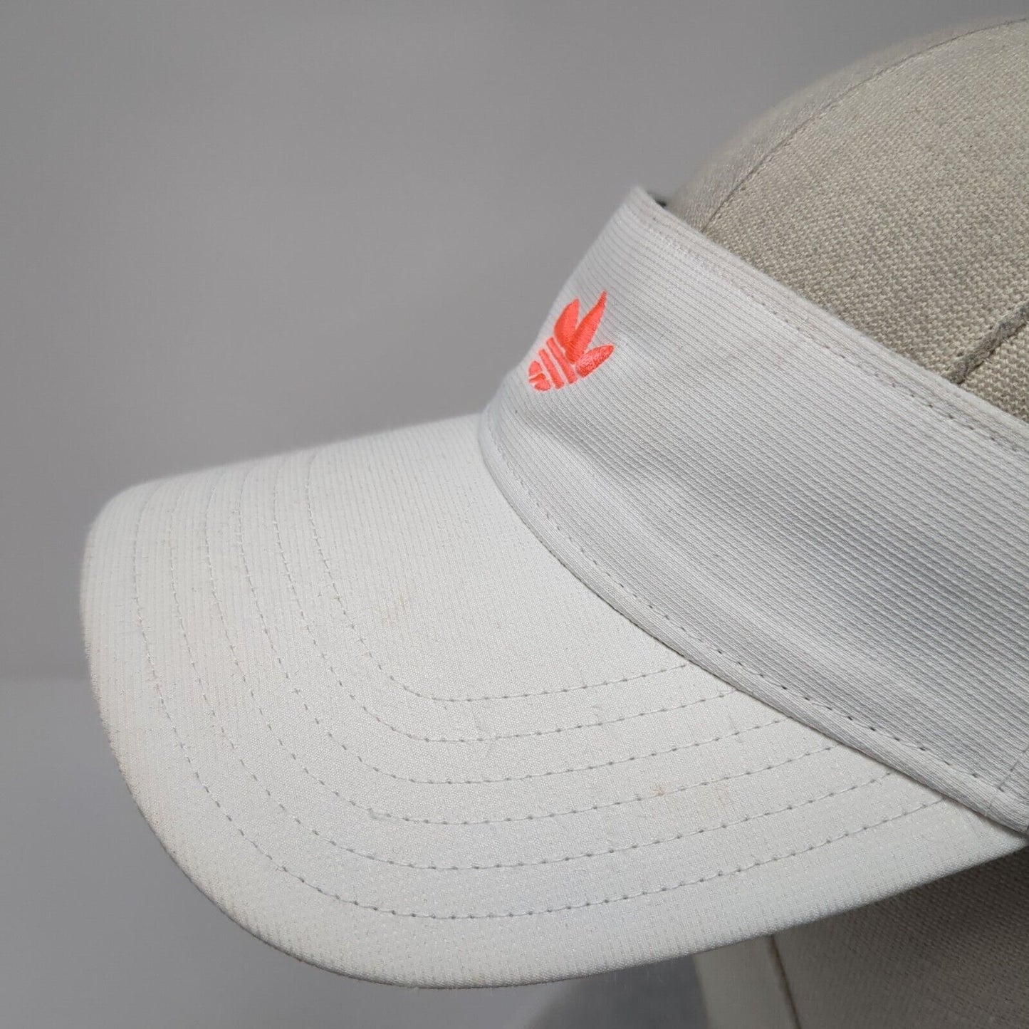 Adidas Strapback Sun Visor Hat White One Size Adjustable Embroidered Trefoil