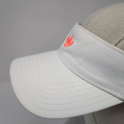 Adidas Strapback Sun Visor Hat White One Size Adjustable Embroidered Trefoil