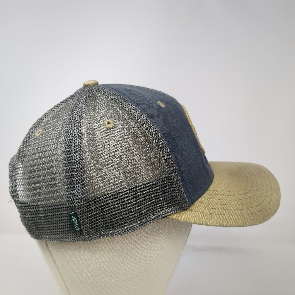 Legacy Trucker Hat Blue Beige One Size Big Sky Montana Bear Patch Mesh Back