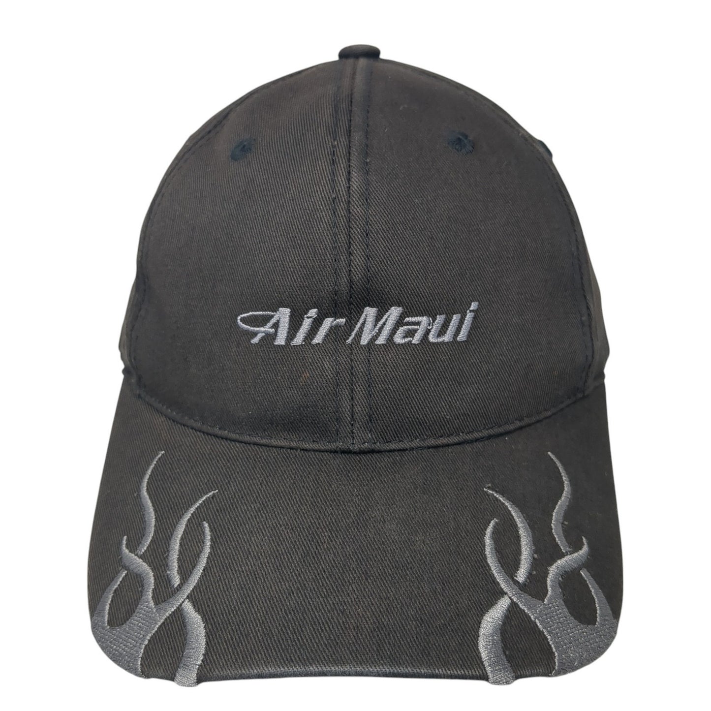 Air Maui Strapback Hat Black One Size Solid Embroidered Port Authority