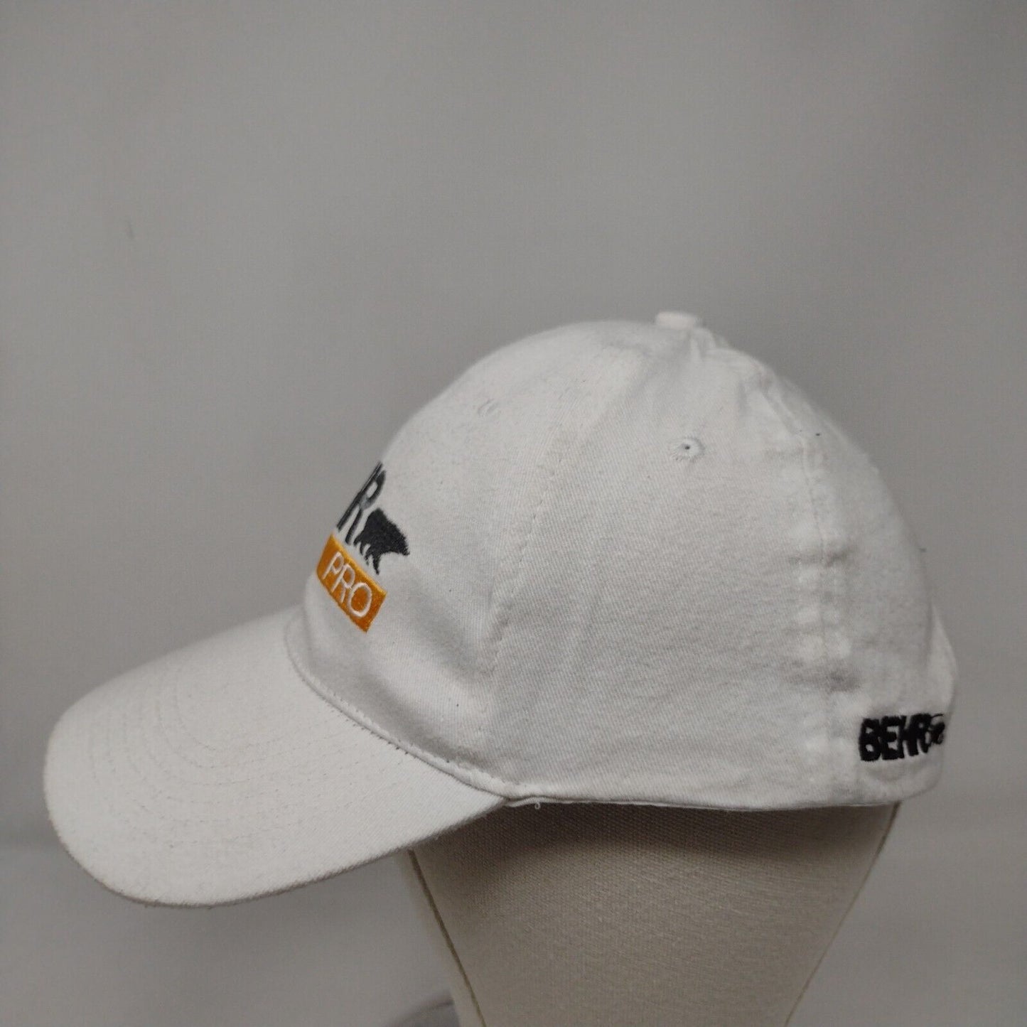 BEHR Pro Strapback Hat White One Size Adjustable Embroidered Vented Holes