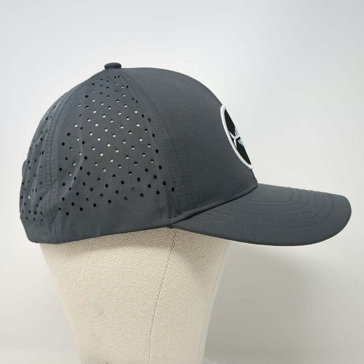 Bassdash Trucker Hat Gray OSFM Snapback Fishbone Logo Perforated Mesh Breathable