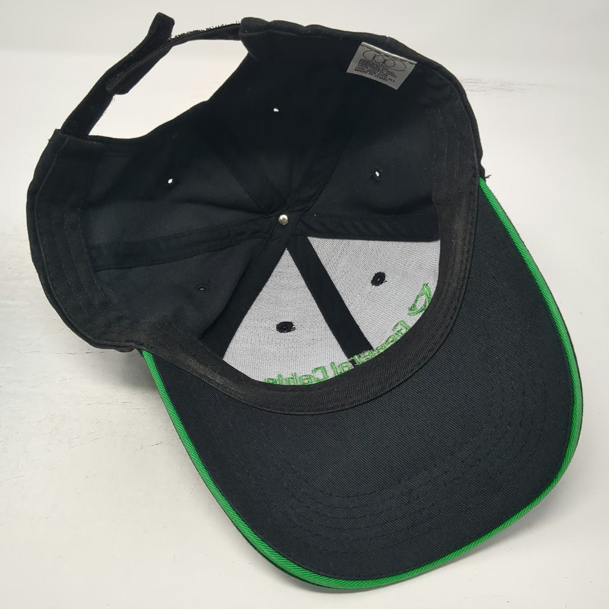 Asset Crafted Baseball Cap Black Green One Size General Cable Logo Strapback Hat