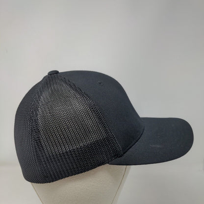 Inland Fitted Mesh Back Trucker Hat Black One Size Embroidered Flexfit