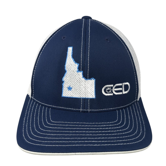 CED Idaho Fitted Mesh Back Trucker Hat Blue 8 Flexfit Pacific Headwear