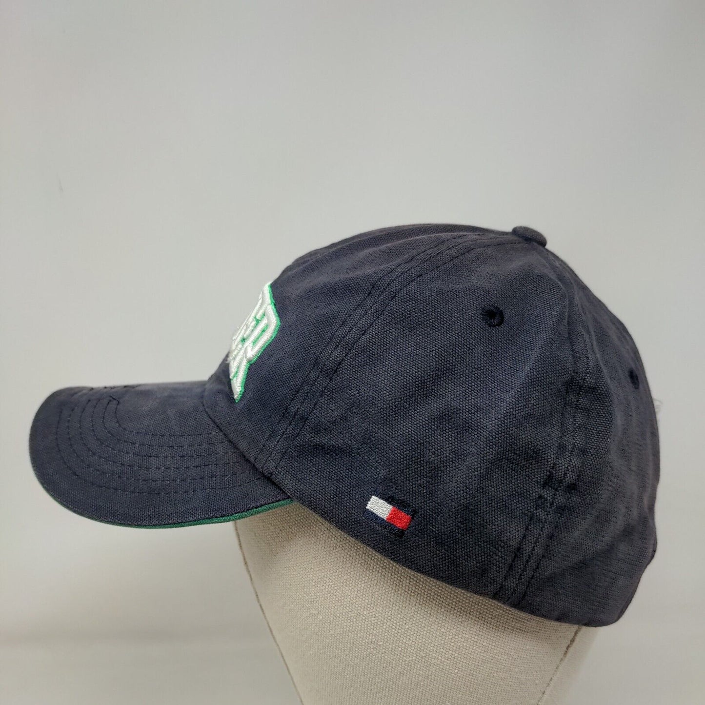 Hilfiger Slideback Hat Blue OSFA Embroidered Adjustable Leather Strap