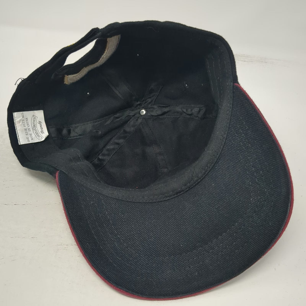 Christian Brothers Brandy Hat Baseball Cap Black Red Gold One Size Strapback
