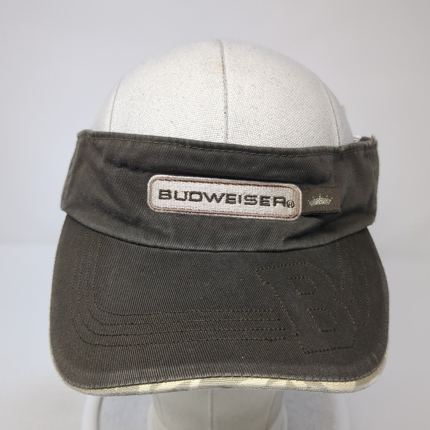 Budweiser Sun Visor Hat Brown One Size Adjustable Strap Lightweight Embroidered