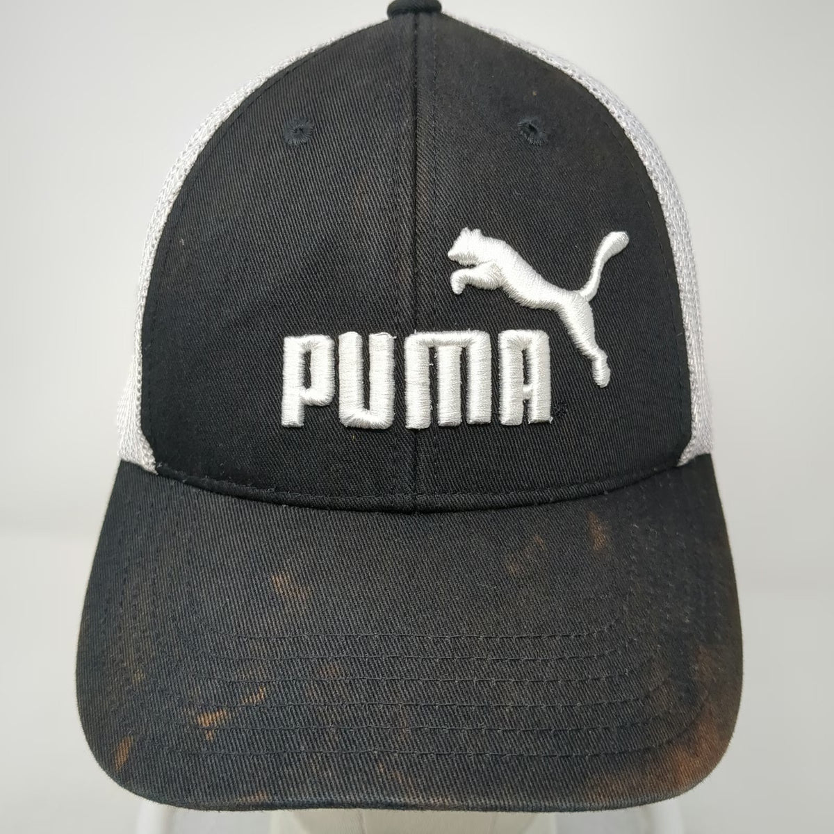 Puma Trucker Hat Black One Size Mesh Back Snapback Embroidered Logo Athletic