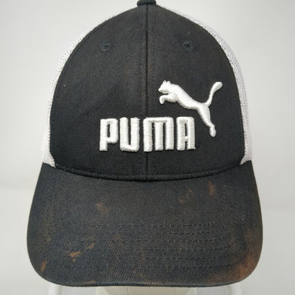 Puma Trucker Hat Black One Size Mesh Back Snapback Embroidered Logo Athletic