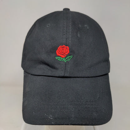 Rose Slideback Hat Black One Size Embroidered Adjustable 6 Panel