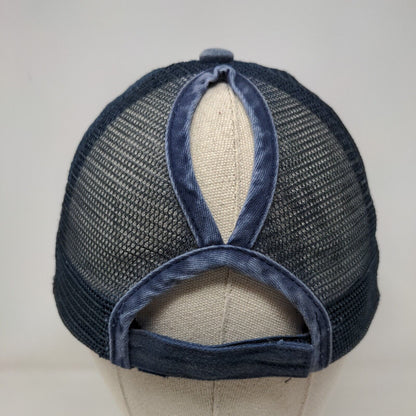 Unbranded Strapback Mesh Back Trucker Hat Blue One Size Adjustable Blank