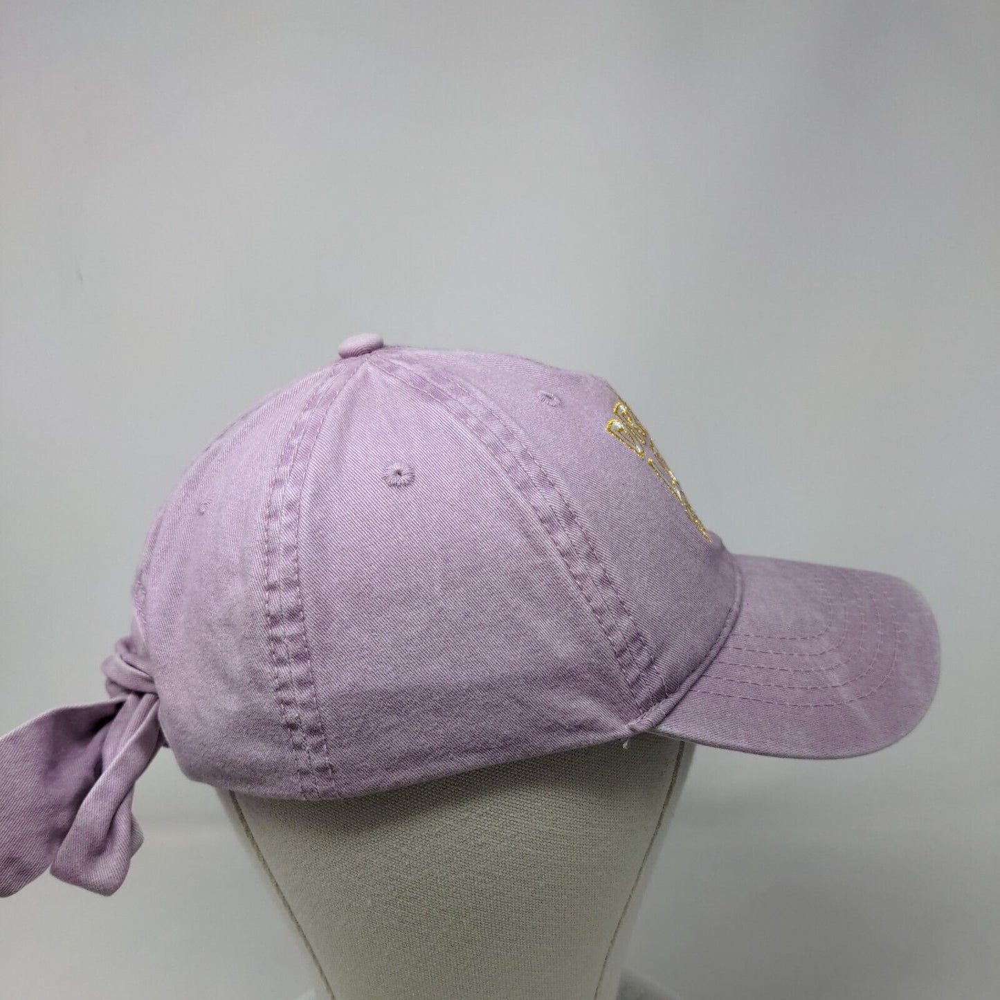 Dream Love Inspire Tie Back Hat Purple OSFM Adjustable Embroidered