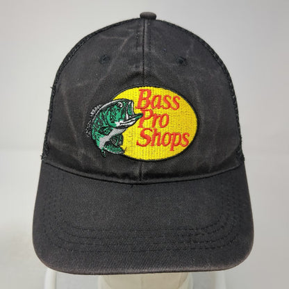 Bass Pro Shops Trucker Hat Black One Size Mesh Back Snapback Bass Fish Patch