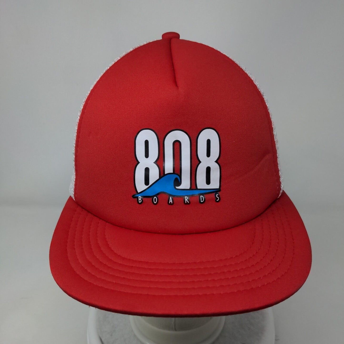 808 Boards Snapback Hat Red One Size Adjustable Mesh Back District Polyester