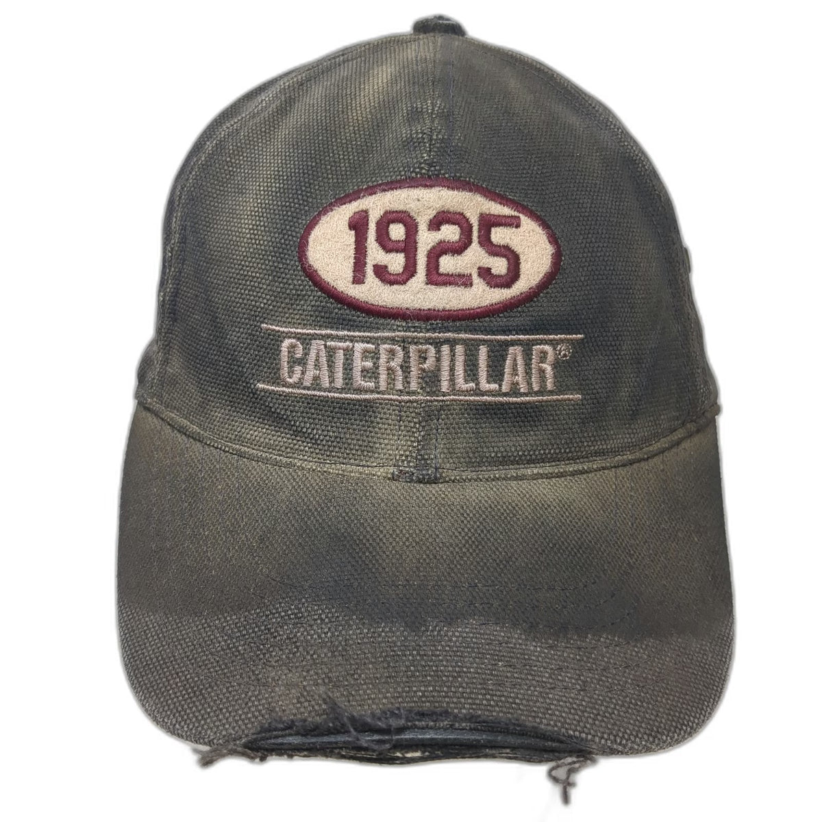 Caterpillar Baseball Cap Black Beige Red One Size Distressed Brim Strapback Hat