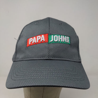 Papa John's Mens Strapback Hat Gray Adjustable Embroidered Logo Employee Uniform