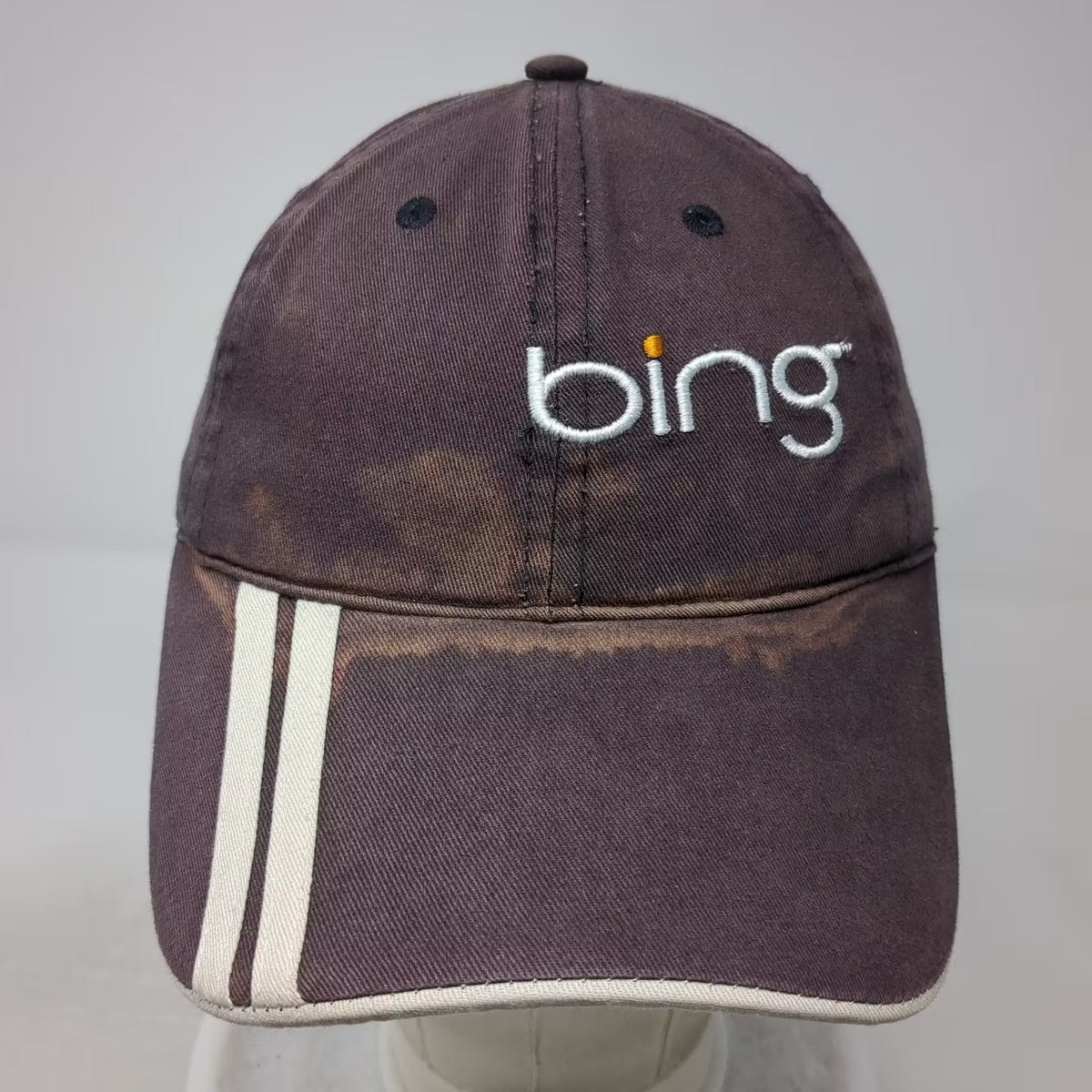 Cap America Microsoft Bing Logo Blue Baseball Cap OS Hat White Stripes Strapback