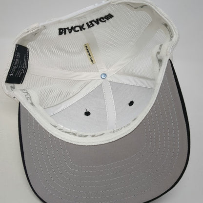 Yupoong Black Flag Band Trucker Hat White One Size Mesh Snapback Logo Graphics