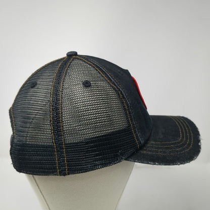 Von Dutch Trucker Hat Black One Size Distressed Denim Patch Snapback Mesh
