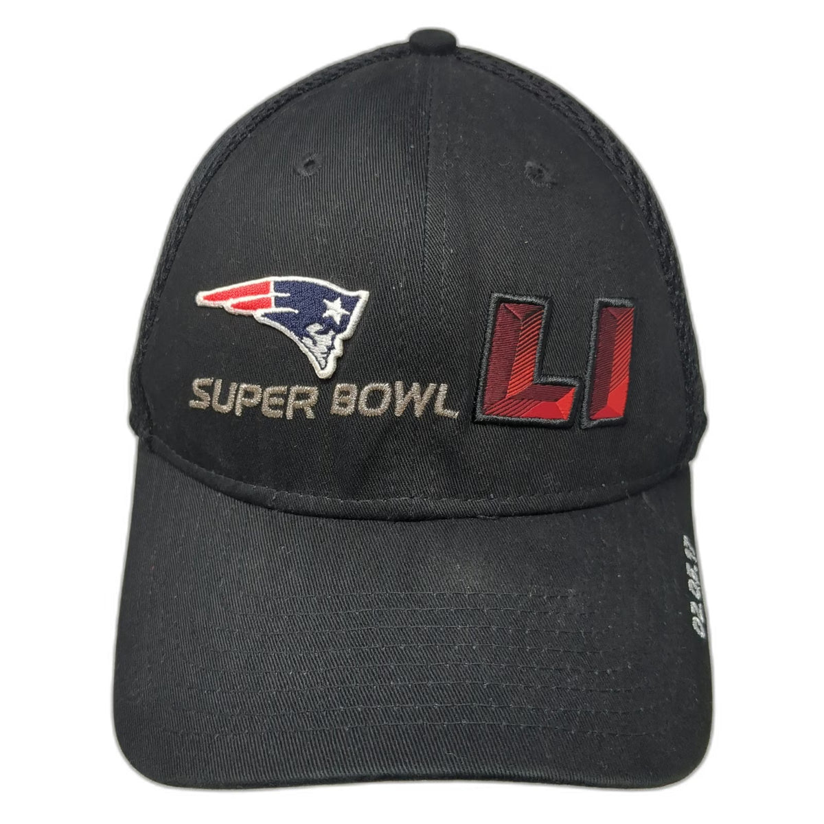New Era New England Patriots NFL Black OSFM Cap Super Bowl LI Mesh 39THIRTY HTX