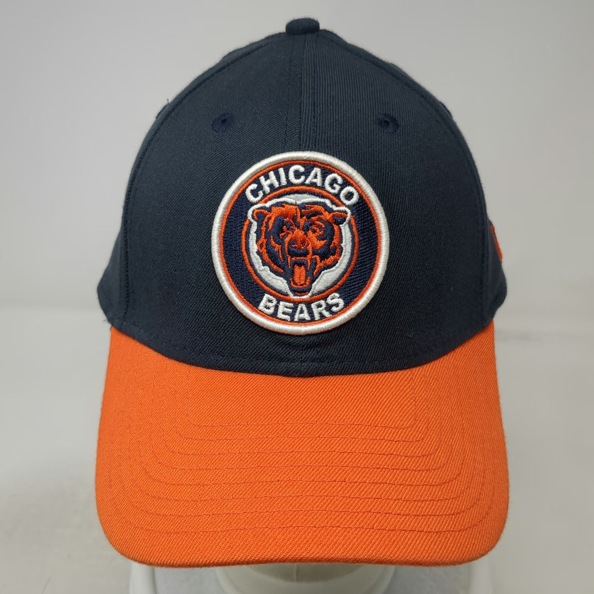 Chicago Bears NFL New Era XL Blue Orange 39THIRTY Stretch Curved Brim Cap Hat