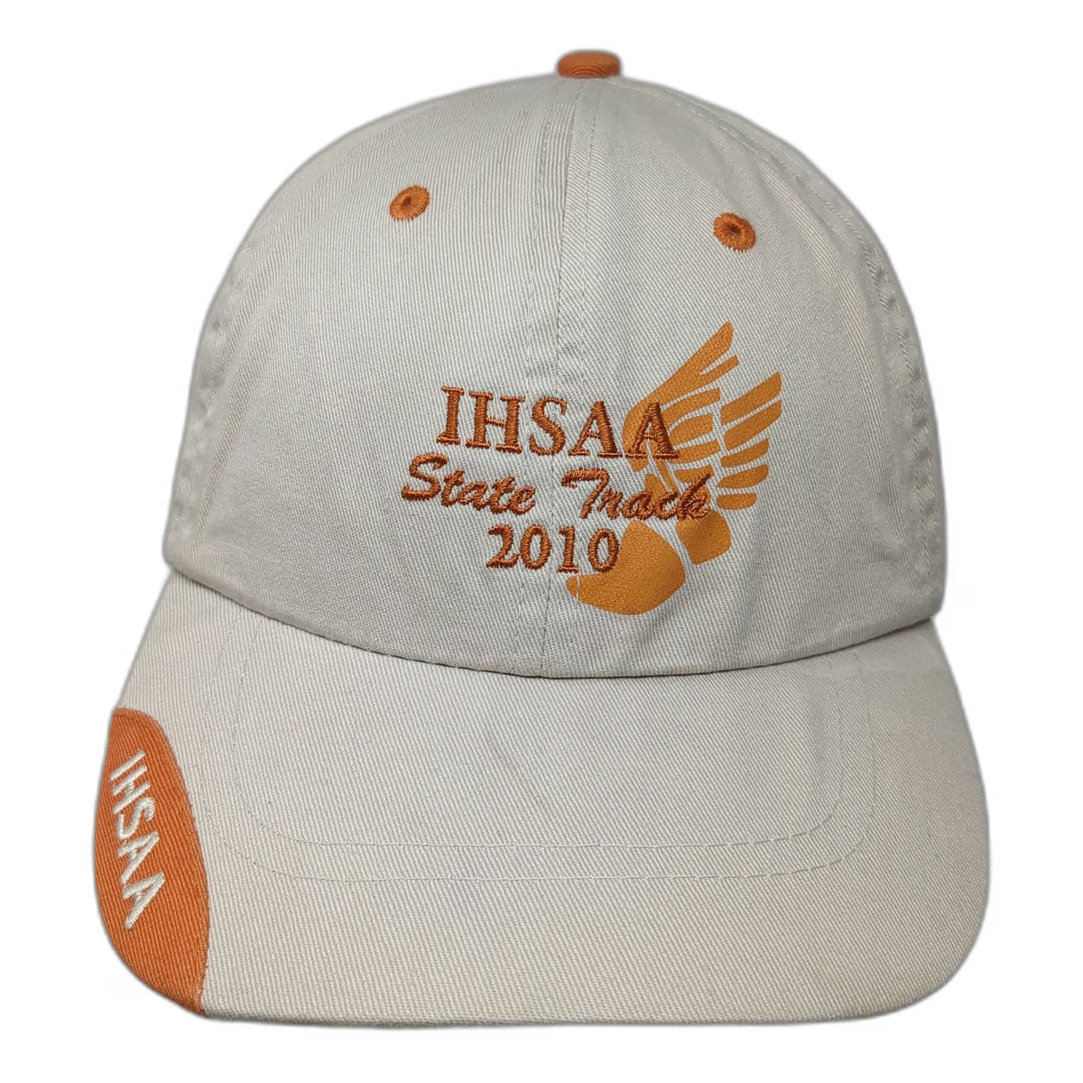 SMCU Sports Baseball Cap Beige One Size IHSAA State Track 2010 Winged Foot Hat