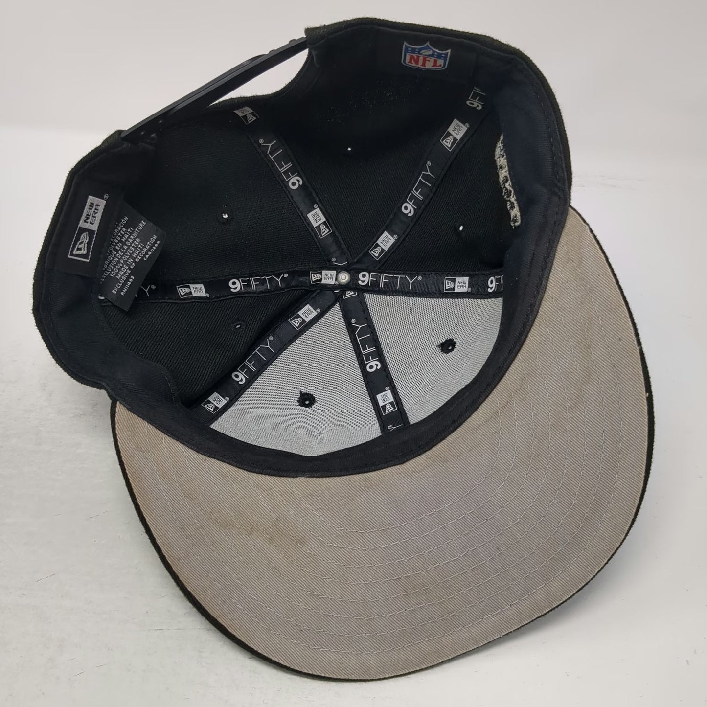 Las Vegas Raiders NFL New Era Snapback Black One Size Flat Brim Side Patch Hat