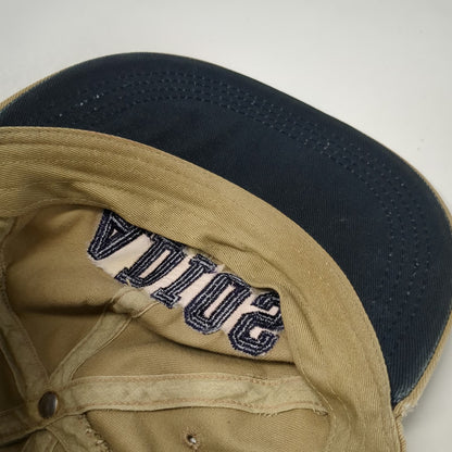 Foxxi ADIOS Baseball Cap Brown Blue OS Leather Strapback Embroidery Hat Made USA