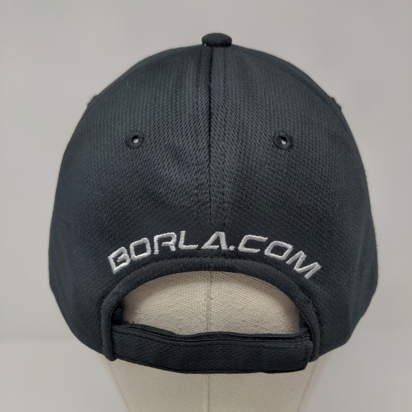 Borja Strapback Hat Black OSFA Adjustable Embroidered 6 Panel Polyester