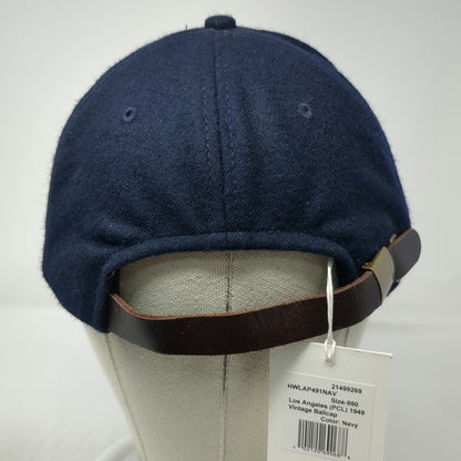 Ebbets Field Cap Blue Wool Leather Strap Green White LA Hat Vintage W/Tags