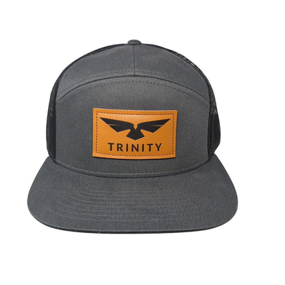 Trinity Snapback Trucker Hat Gray OSFA Mesh Back Leather Patch Richardson