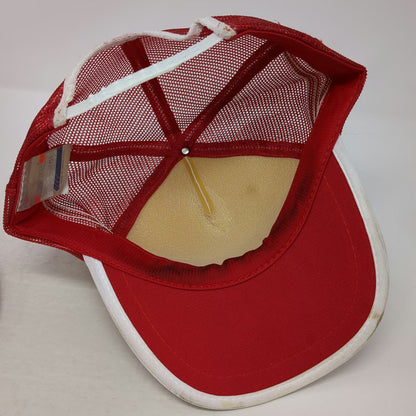San Sun Trucker Hat Red White One Size Snapback Pumpers Inc Roosevelt UT Striped