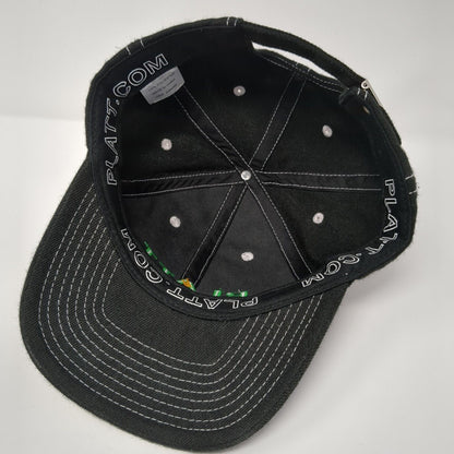 PLATT Slideback Hat Black One Size Adjustable Embroidered 6 Panel Polyester