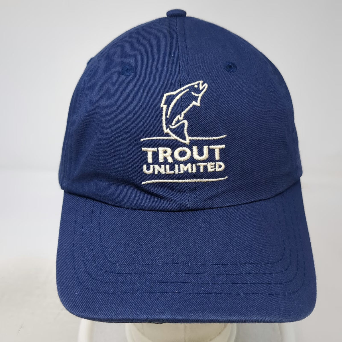 Baseball Cap Blue OSFM Trout Unlimited Embroidered Slideback Cotton Fishing Hat