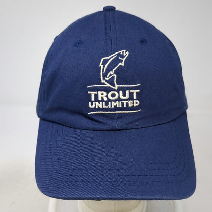 Baseball Cap Blue OSFM Trout Unlimited Embroidered Slideback Cotton Fishing Hat