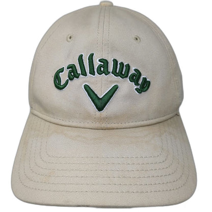 Callaway Baseball Cap Beige One Size Hat Embroidered Logo Slideback Golfing