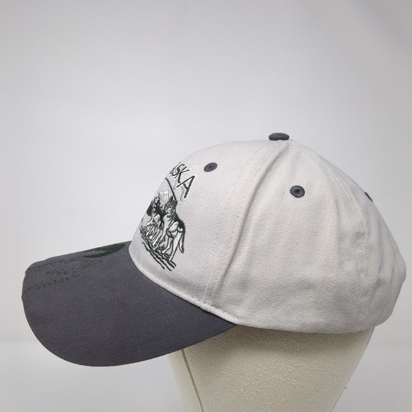 Alaska Slideback Hat Gray One Size Adjustable Embroidered Patriotic Tonqass