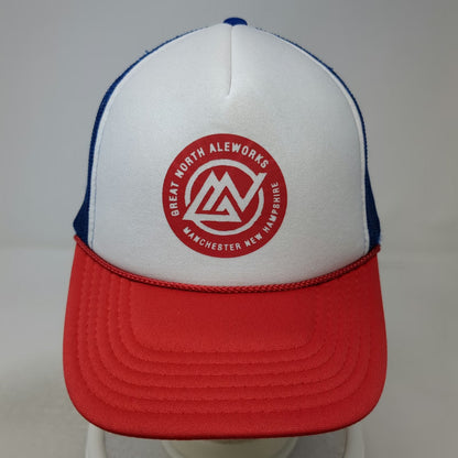 Otto Trucker Hat White Red Blue One Size Great North Aleworks Manchester NH Mesh