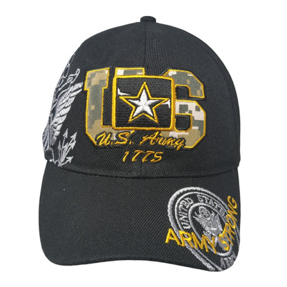 United States Army Strong Strapback Hat Black One Size Embroidered