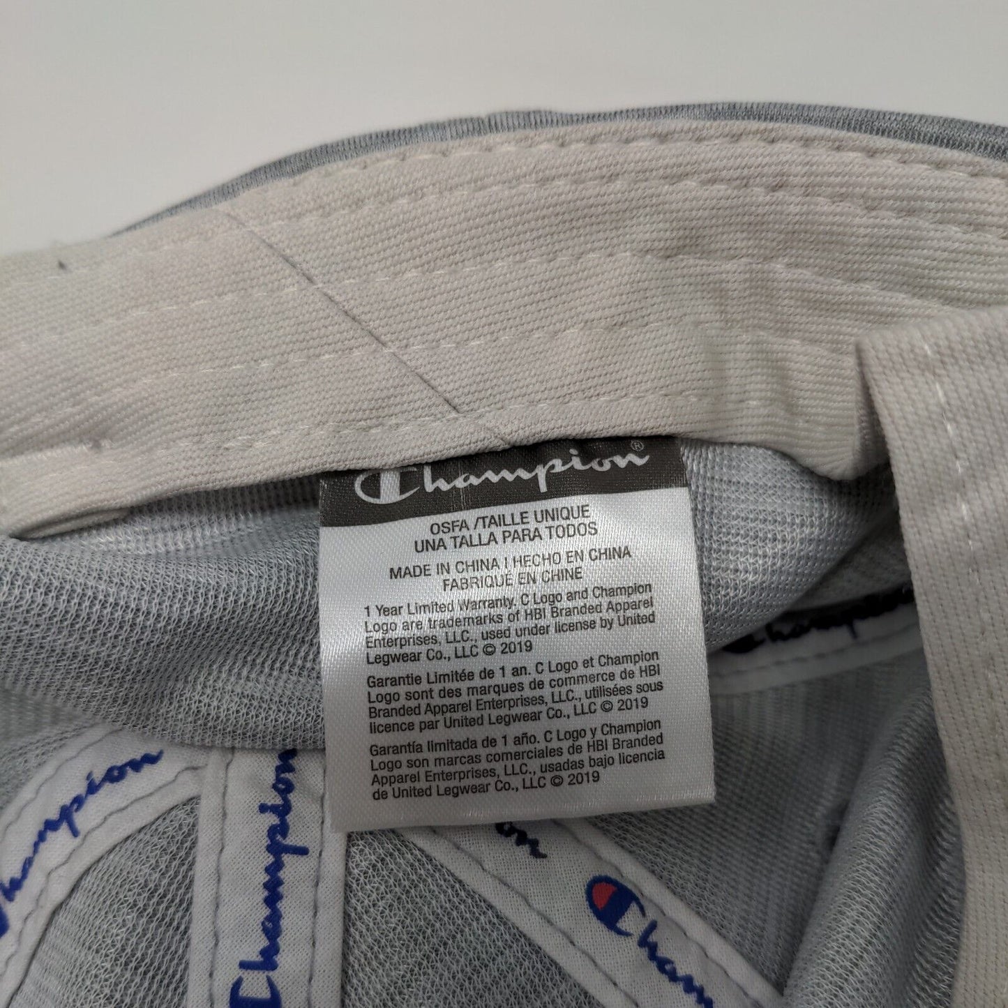 Champion Slideback Hat Gray OSFA Adjustable Embroidered Vented Holes 6 Panel