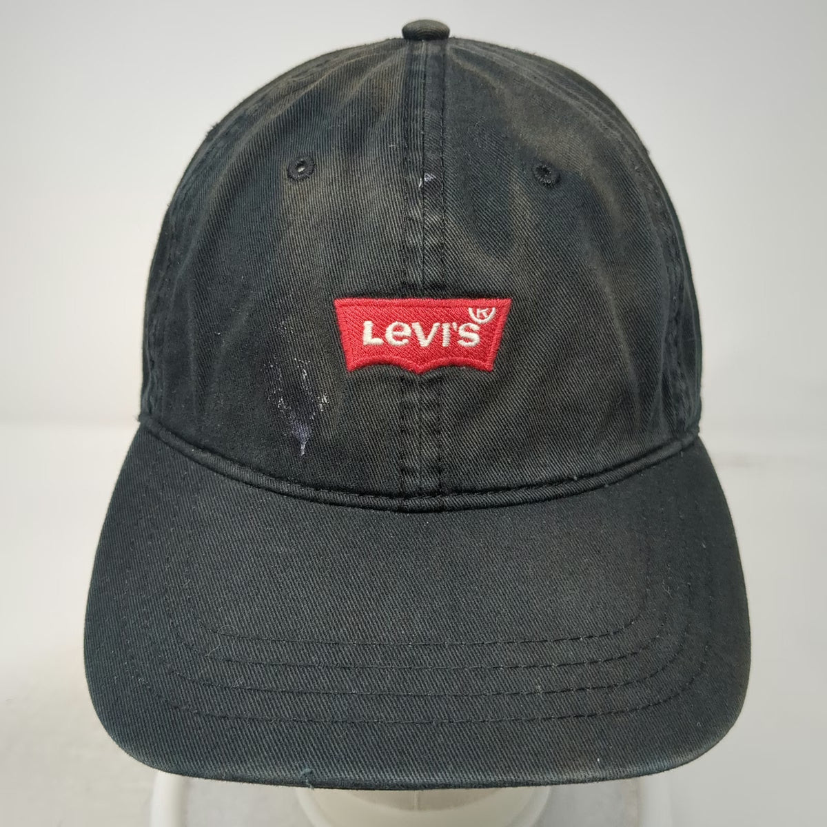 Levi's Baseball Cap Black One Size Red Patch Logo Hat Slideback Strap Cotton