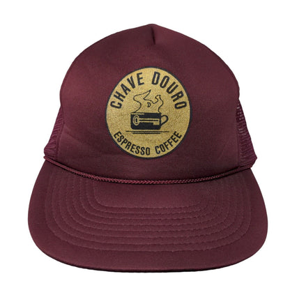 Chave Duoro Espresso Coffee Snapback Trucker Hat Red Burgundy Mesh Back Rope