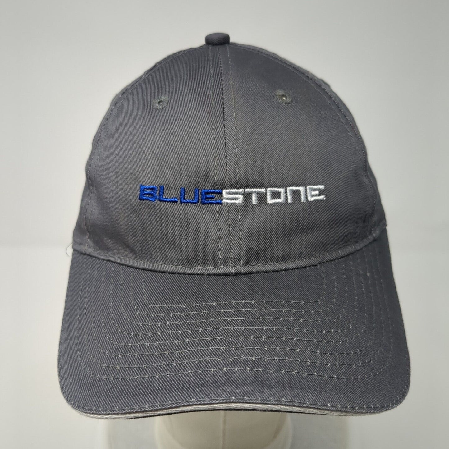 Blue Stone Strapback Hat Gray One Size Adjustable Embroidered Port & Company