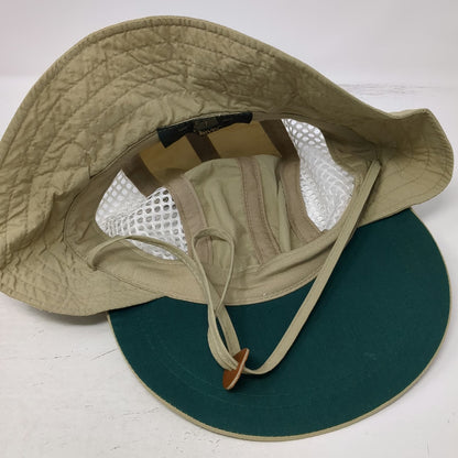 Orvis Baseball Cap Beige Mesh Sun Cape Neck Flap Hat Green Underbrim Vintage