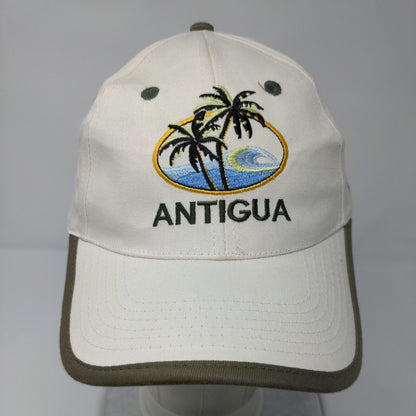 Antigua Palm Trees Strapback Hat Cream OSFA Adjustable Embroidered